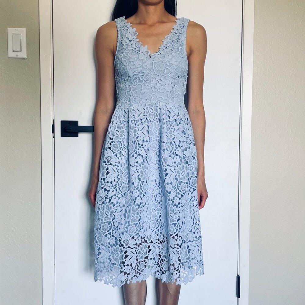 ASTR THE LABEL Light blue Lace Floral Rose Dress
